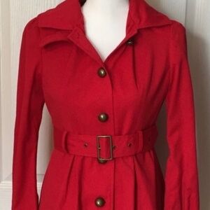 Anthropologie Tulle Red Hooded Jacket